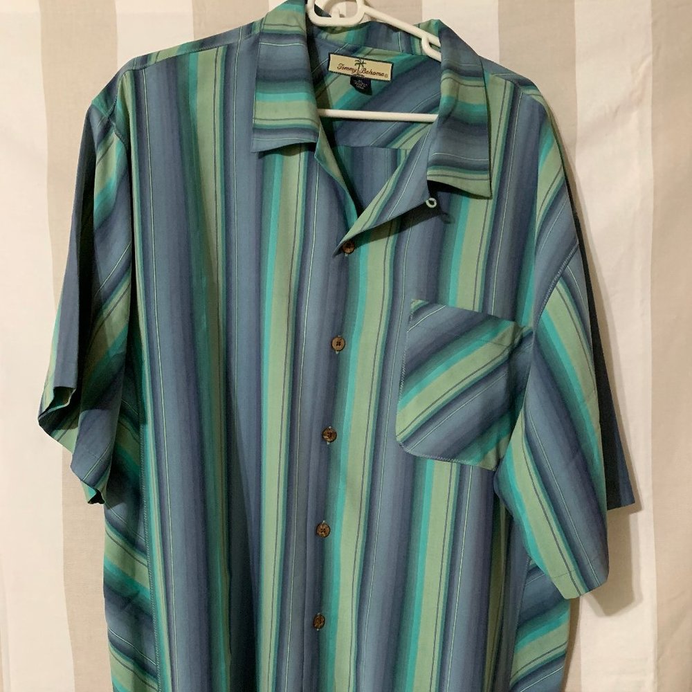 Tommy Bahama Silk Striped Button Down Shirt